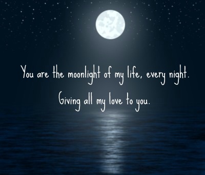 You are the moonlight of my life, every night. Giving all my love ...