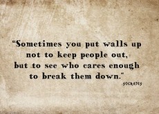 Sometimes you put walls up not to keep people out, but to see